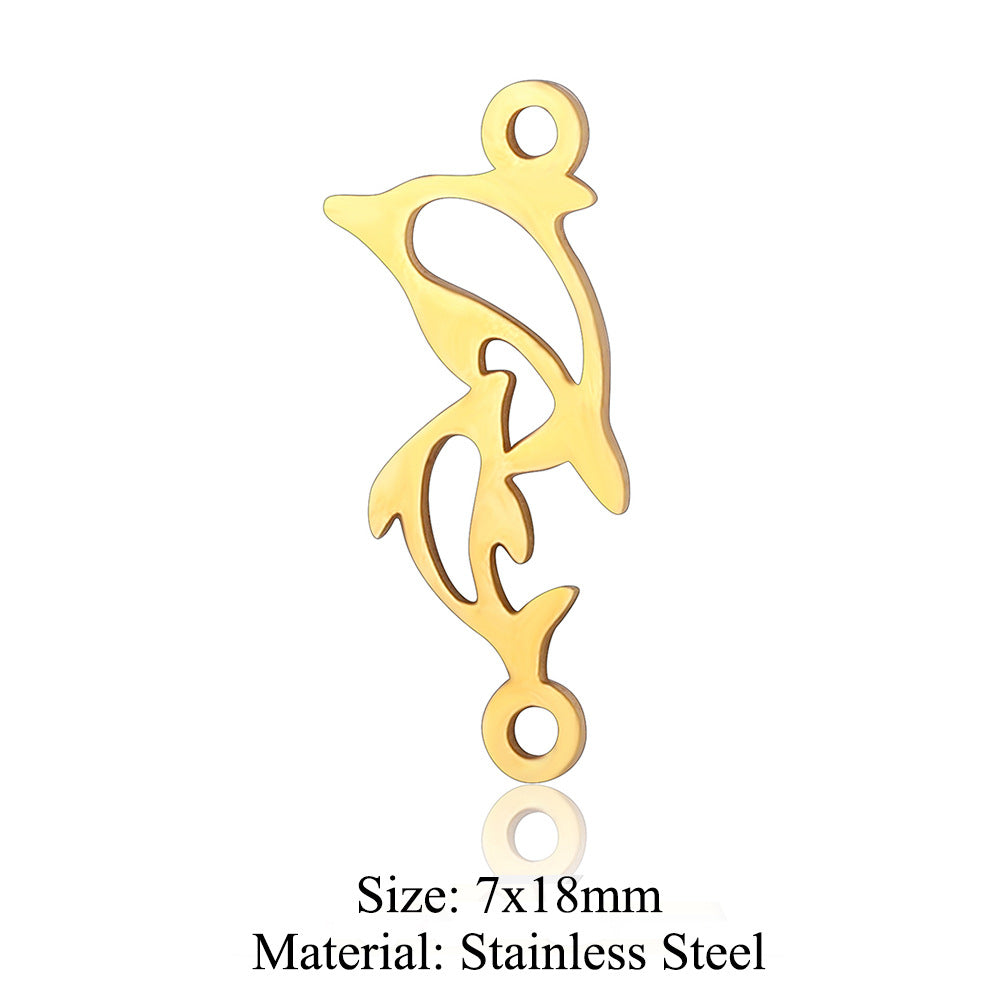 5 pcs/bag pendant peacock dolphin wolf stainless steel DIY