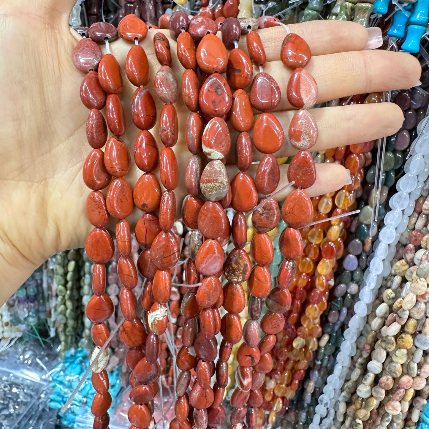 Crystal flat water drop 10*14MM 28pcs heterosexual loose beads