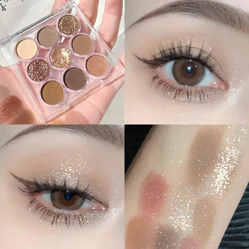 Paleta de sombras de ojos de nueve colores melocotón 