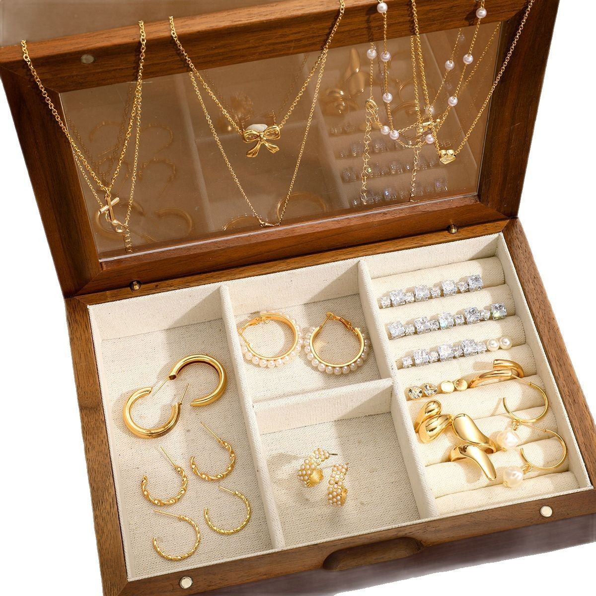 Peach Heart Pearl Butterfly Necklace & Studs Set