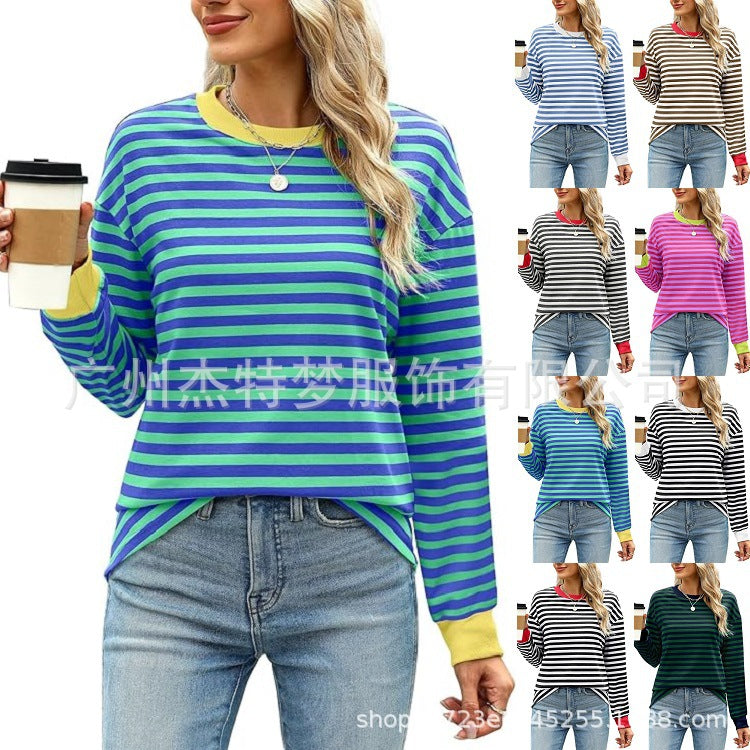 Striped long-sleeved top