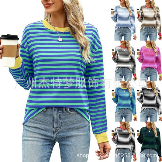 Striped long-sleeved top