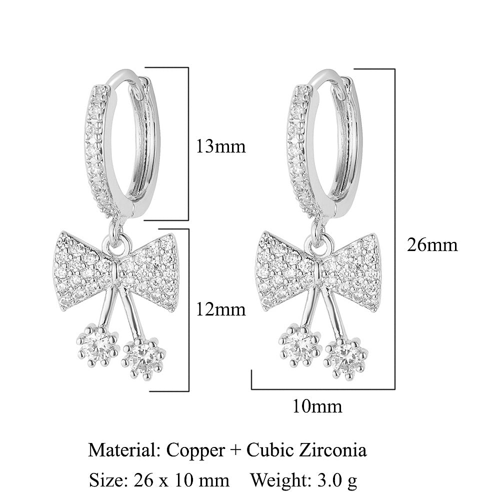 Cherry bow copper zircon earrings.