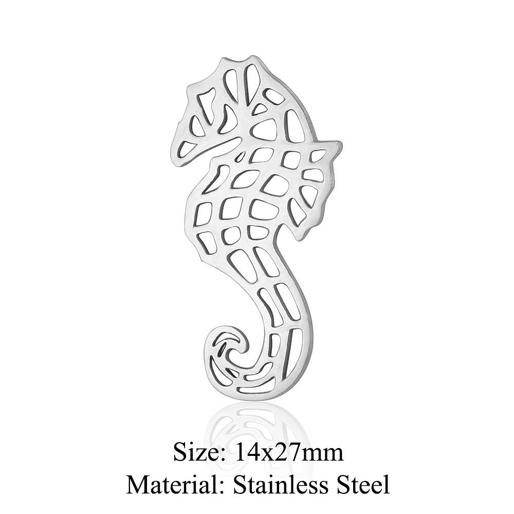 Colgante de acero de titanio con forma de elefante, lobo, tortuga, león y oso, 5 unidades por bolsa 