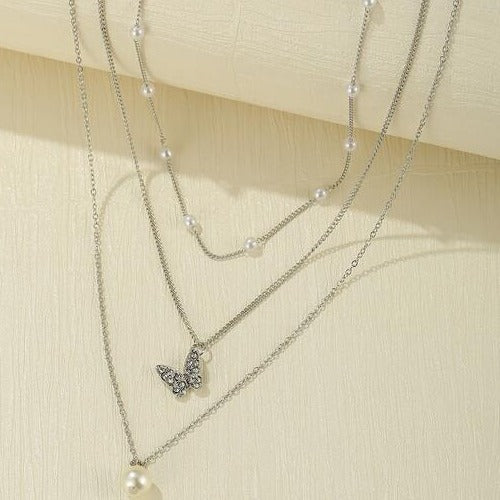 Pearl Butterfly Layered Necklace