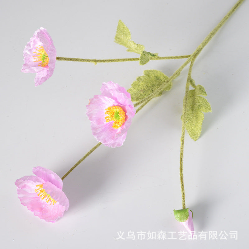 4 artificial poppy flowers