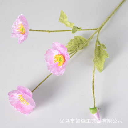 4 artificial poppy flowers