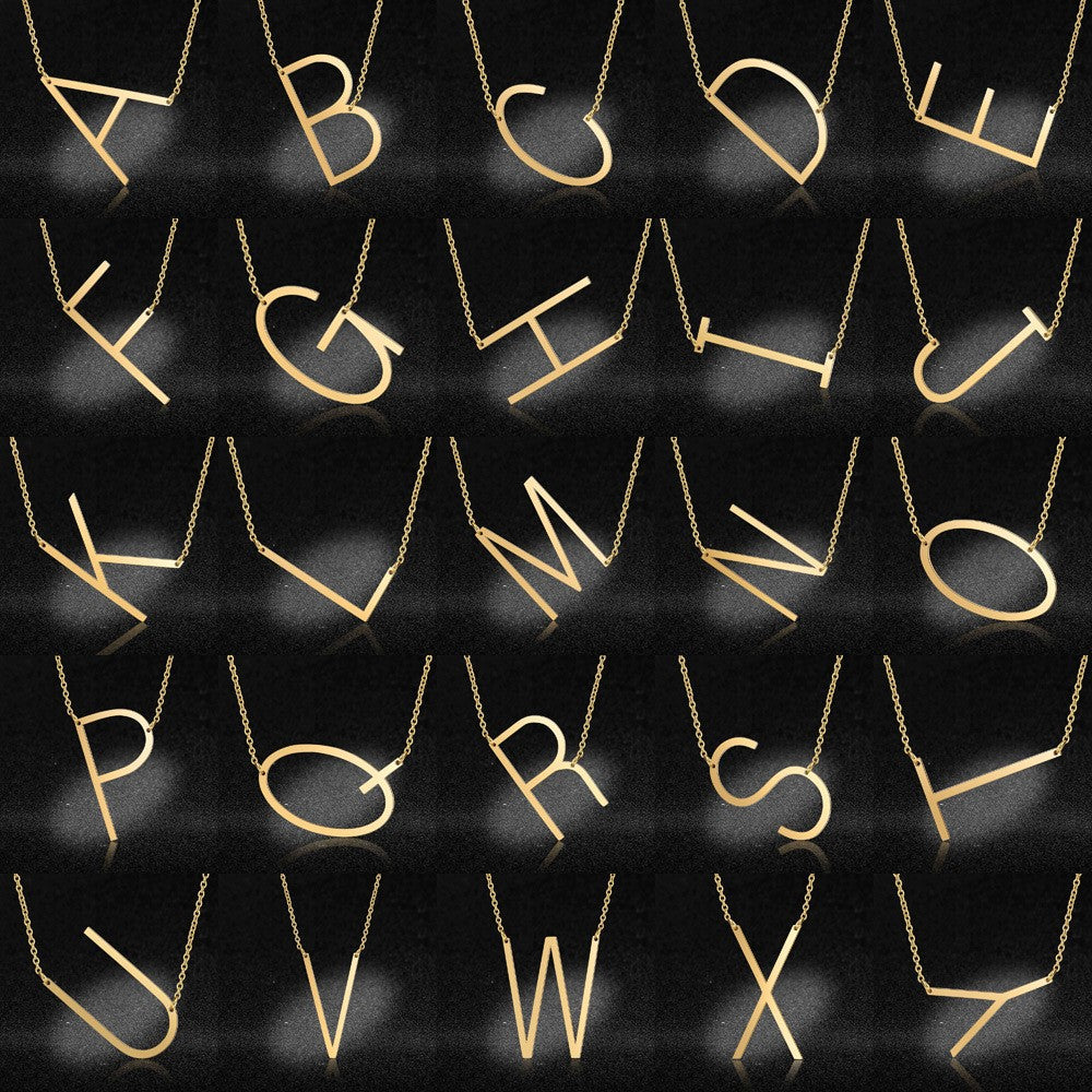 26 letter titanium steel necklace