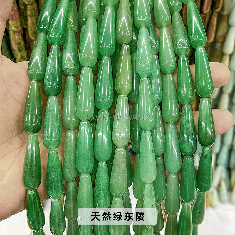 Cuentas sueltas con forma de gota de agua y agujero recto de ágata de jade de 10 * 30 mm 