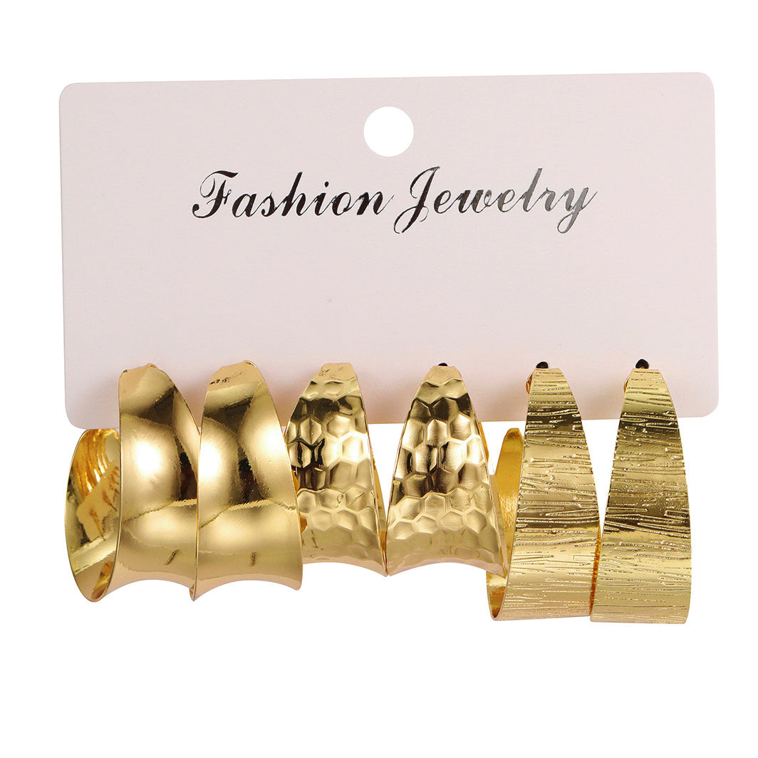 Vintage C-shaped earring set 3 pieces
