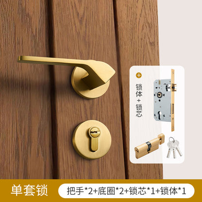 Brass gold interior door lock handle