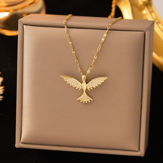 Women's Eagle Wing Gold-Plated Titanium Steel Collarbone Necklace