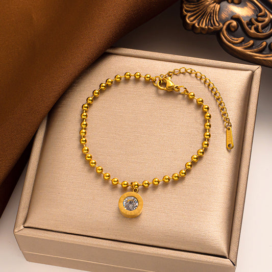 Pulseira com pingente de numeral romano, estilo coreano moderno. 