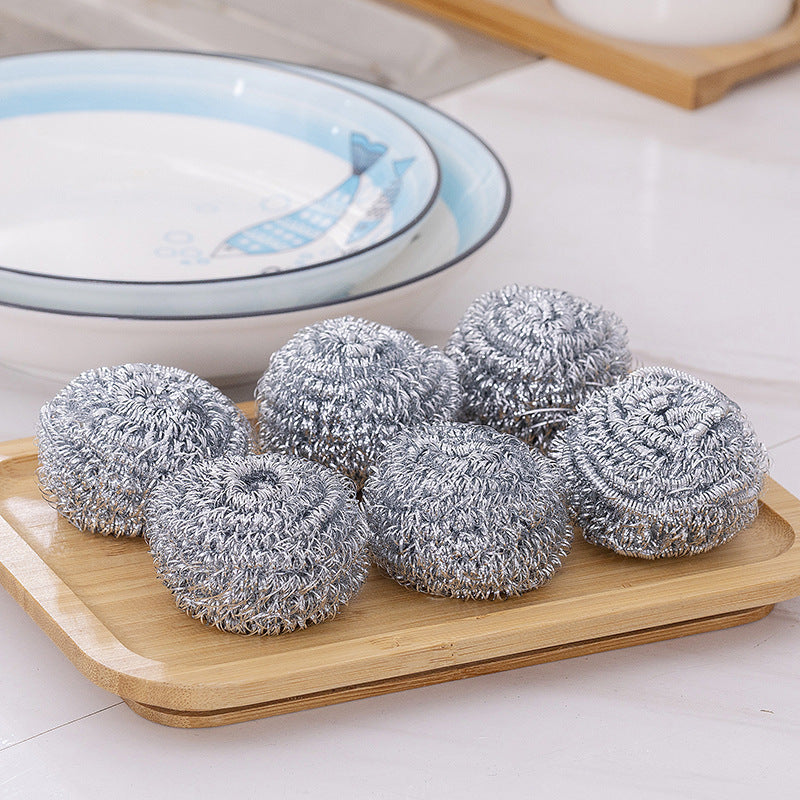 Steel Wool Scrubber with Handle, Non-Shedding, Pot and Dish Cleaning Ball