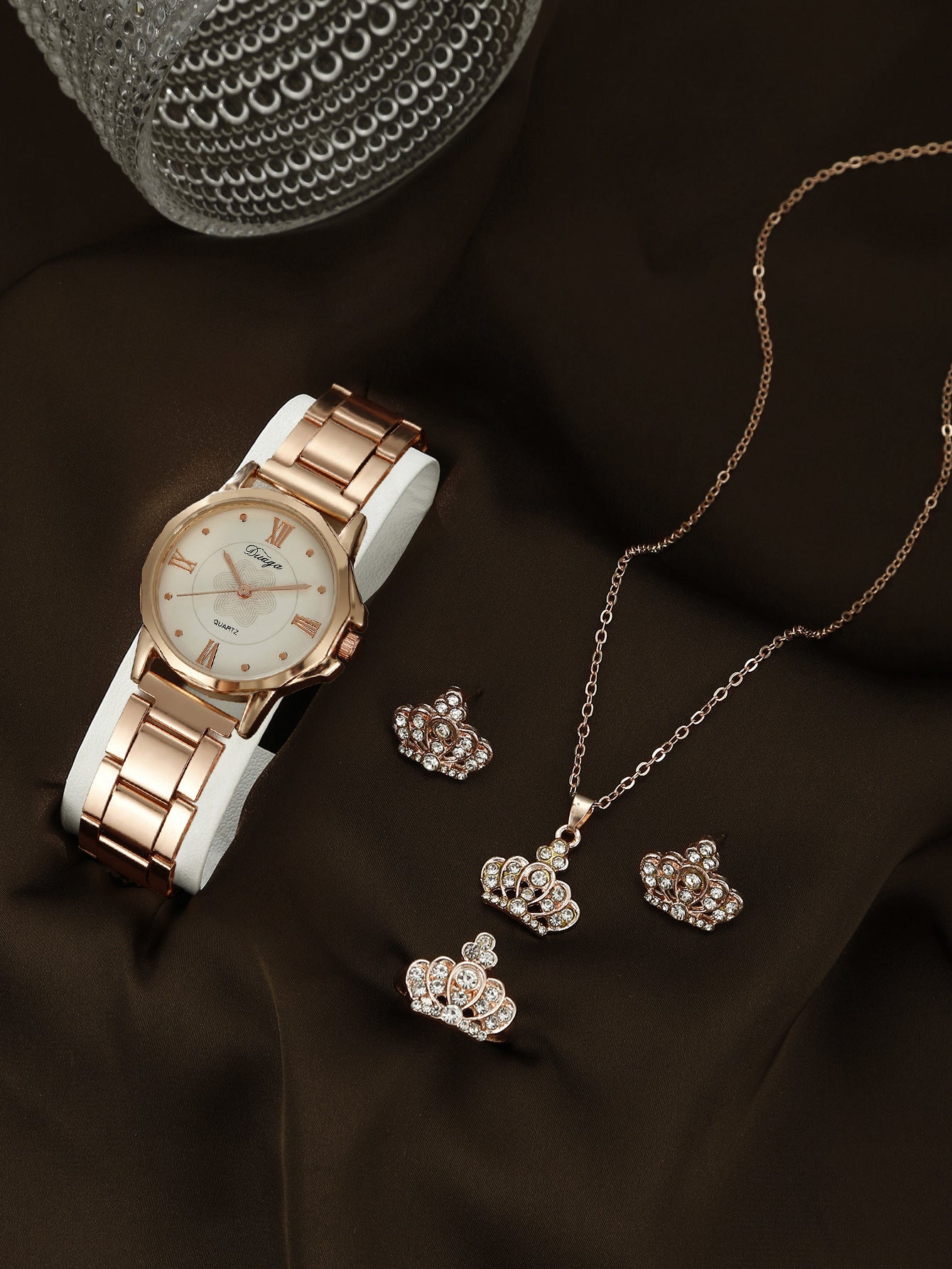 Steel belt quartz watch jewelry set