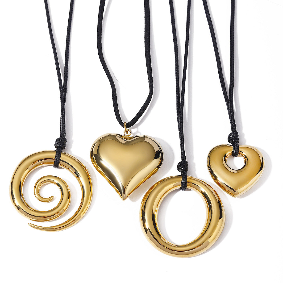 Stainless Steel Wax Rope Circle Necklace