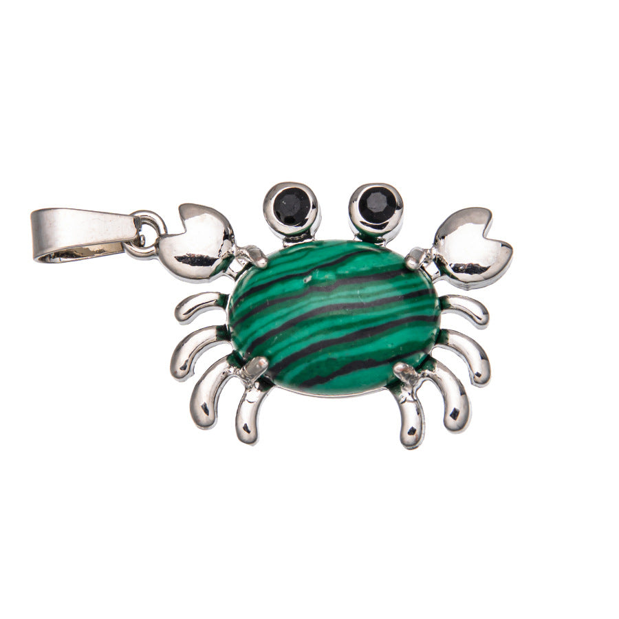 Colgante de cristal ovalado de ágata de cangrejo 