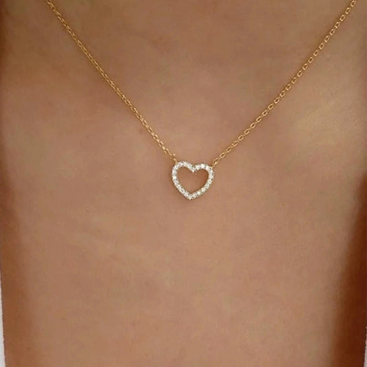 Full-Diamond Peach Heart Butterfly Necklace