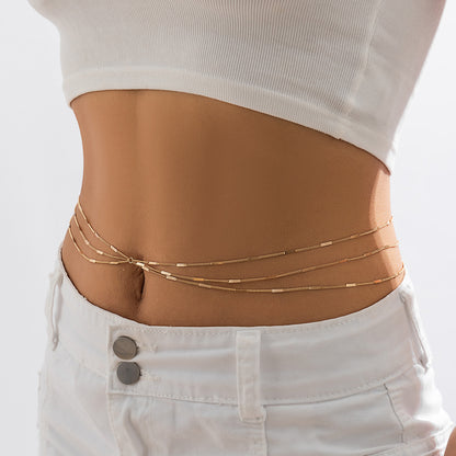 Sexy stacked metal chain body chain