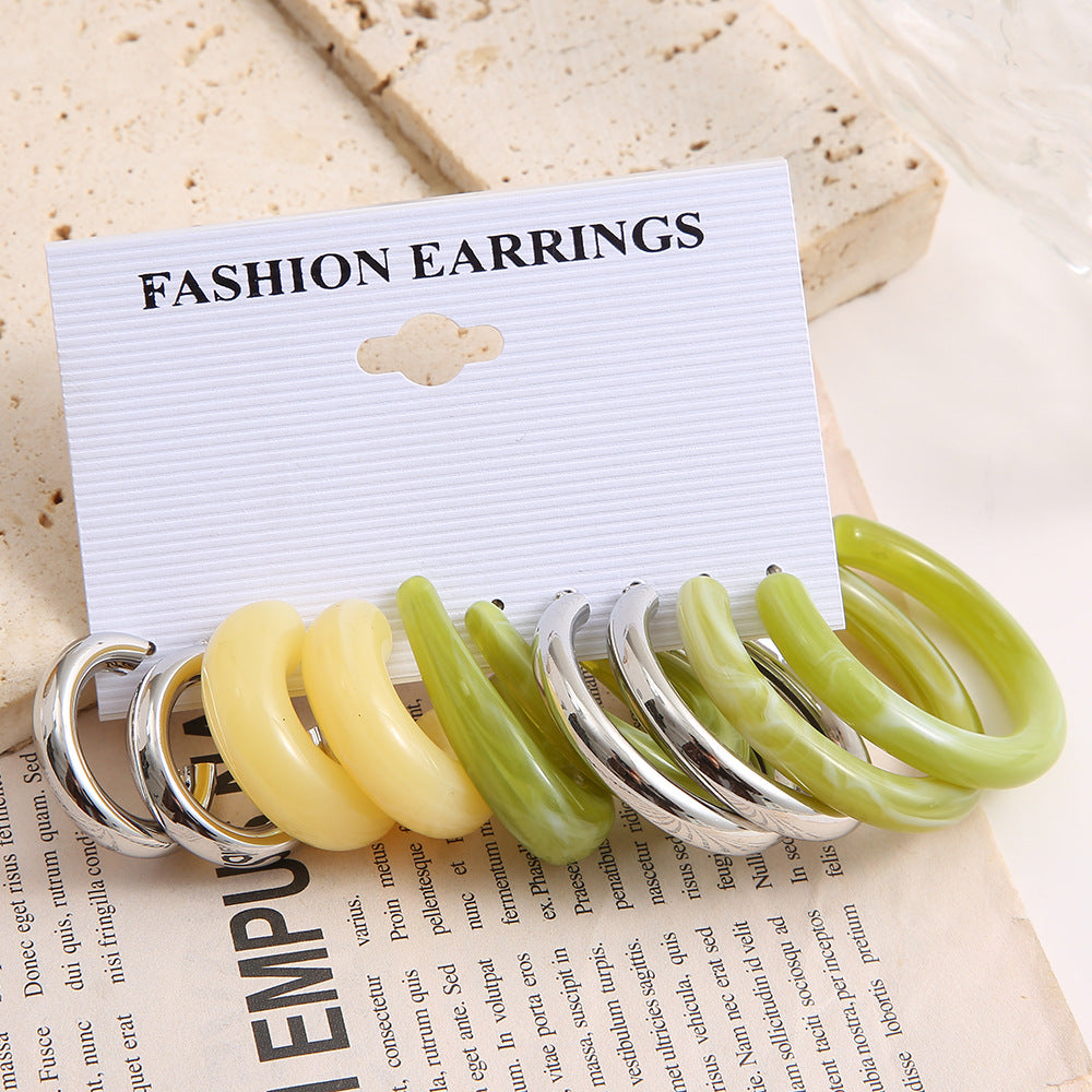 5-Piece Acetate C-Hoop Earring Set