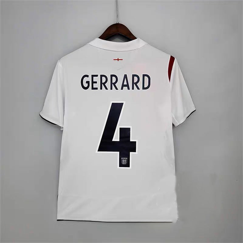 2006 England World Cup 7 Beckham 4 Gerrard Retro Long/Short Sleeve Jersey