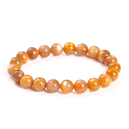 8A Natural Gold Backbone Bracelet Cat's Eye Sunstone