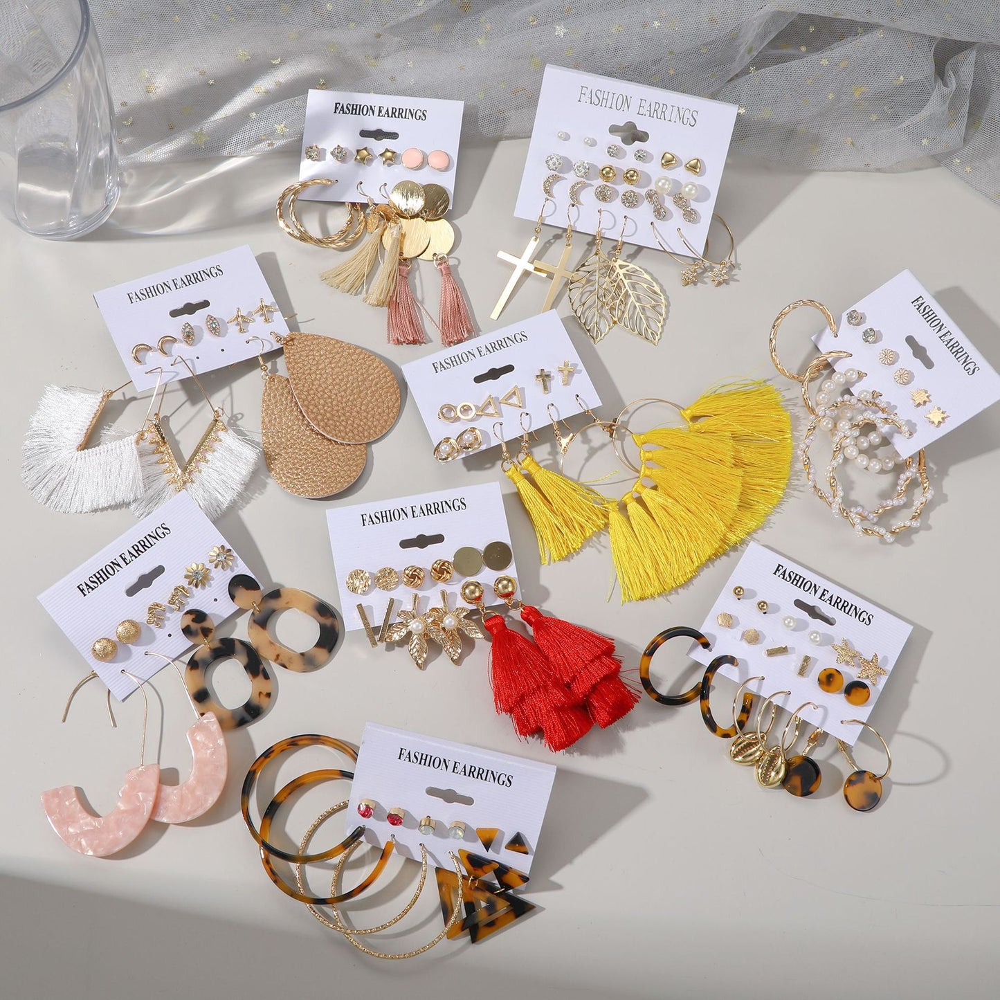 Bohemian Pearl Fringe Earring Set