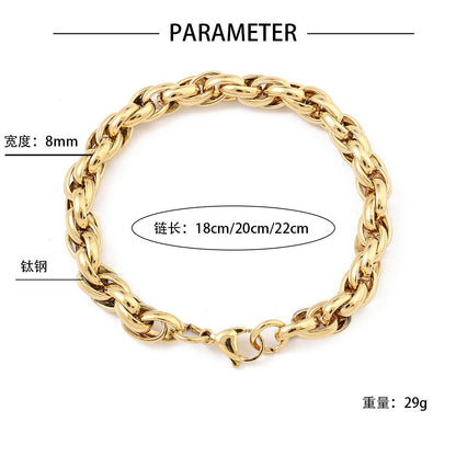 Rough Heavy Industry Titanium Steel Men's Hip Hop Cuban Chain Bracelet