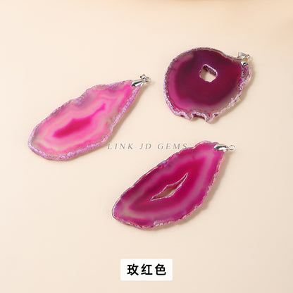 Colorful irregular agate sheet pendant
