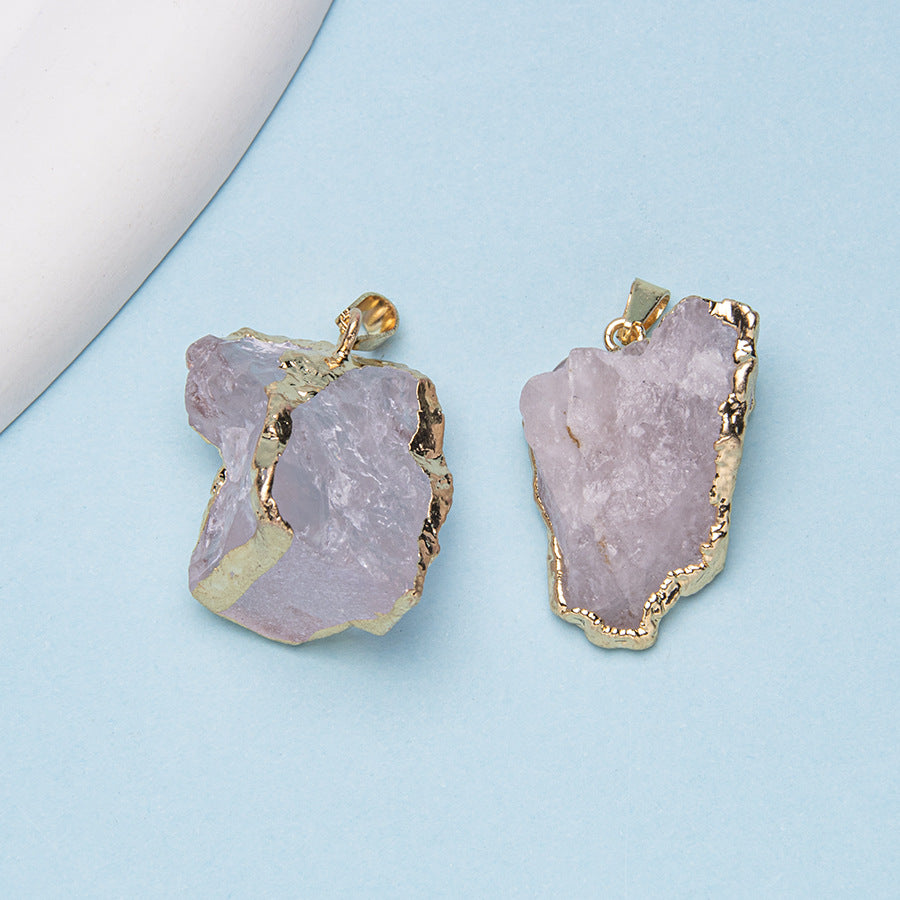 Crystal amorphous bezel rough stone pendant