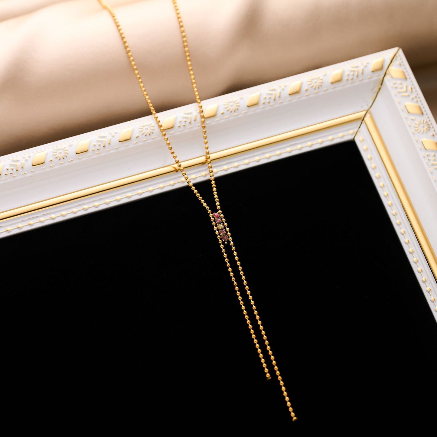 Tassel long Y-shaped titanium steel necklace