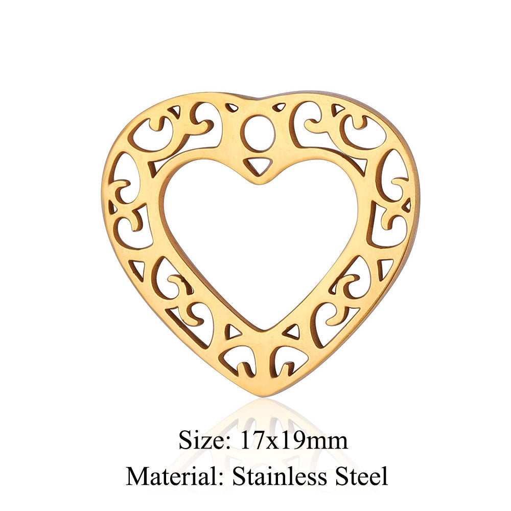 5 pcs/titanium steel hollow geometric shape large pendant heart shape square