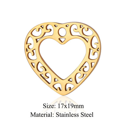 5 pcs/titanium steel hollow geometric shape large pendant heart shape square