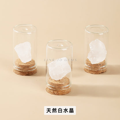 Botella de los deseos con muestra de mineral de roca de cristal 