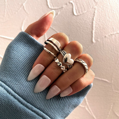 Open Heart Ring 5-piece Hollow
