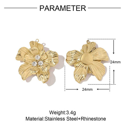 Two-color daisy leafy flower titanium steel pendant