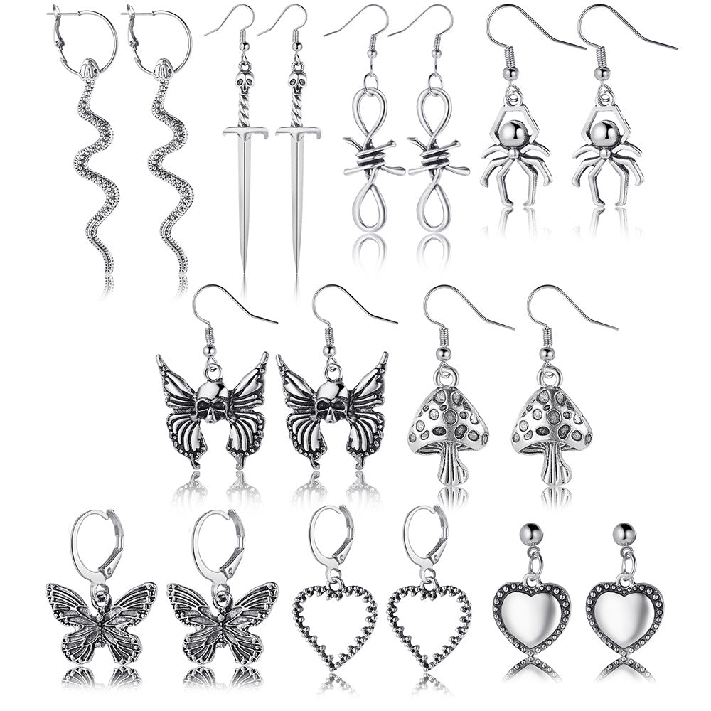 9-Piece Retro Charm Earring Set
