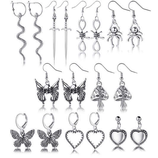 9-Piece Retro Charm Earring Set