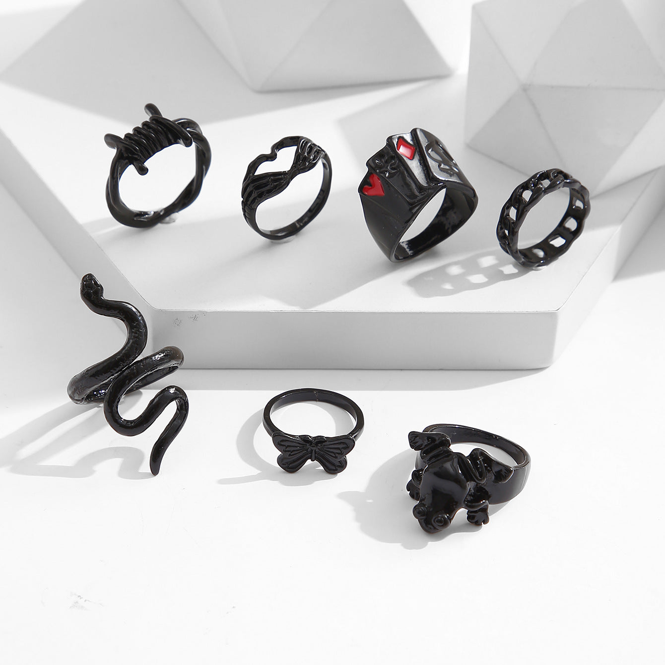 10-Piece Black Stacking Ring Set