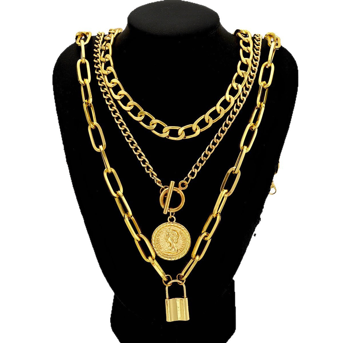 Relief Round Pendant Necklace Set