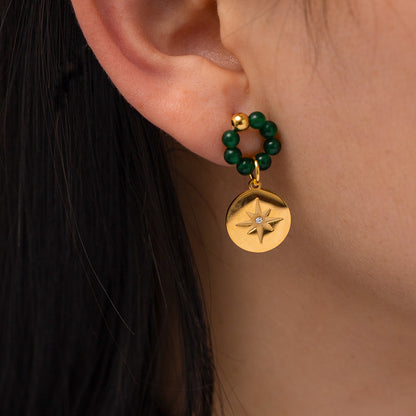 Pendientes colgantes de piedra natural vintage 