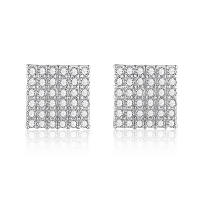 Copper inlaid 5A zircon light luxury full diamond diamond stud earrings