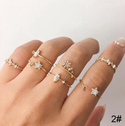 Diamond Butterfly & Love 5-Piece Ring Set