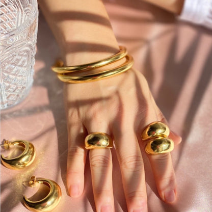 Hammer pattern open ring jewelry