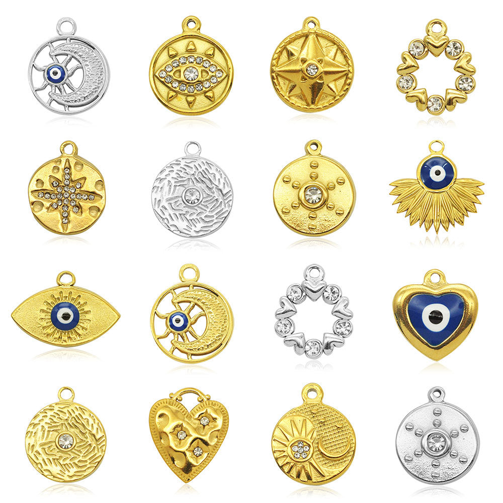 3 pcs/pack stainless steel star moon geometric pendant