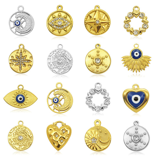 3 pcs/pack stainless steel star moon geometric pendant