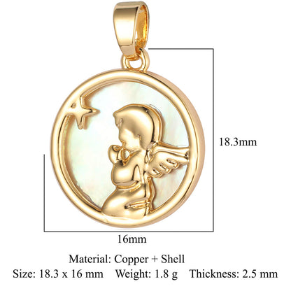 Shell Copper Zircon Necklace Pendant