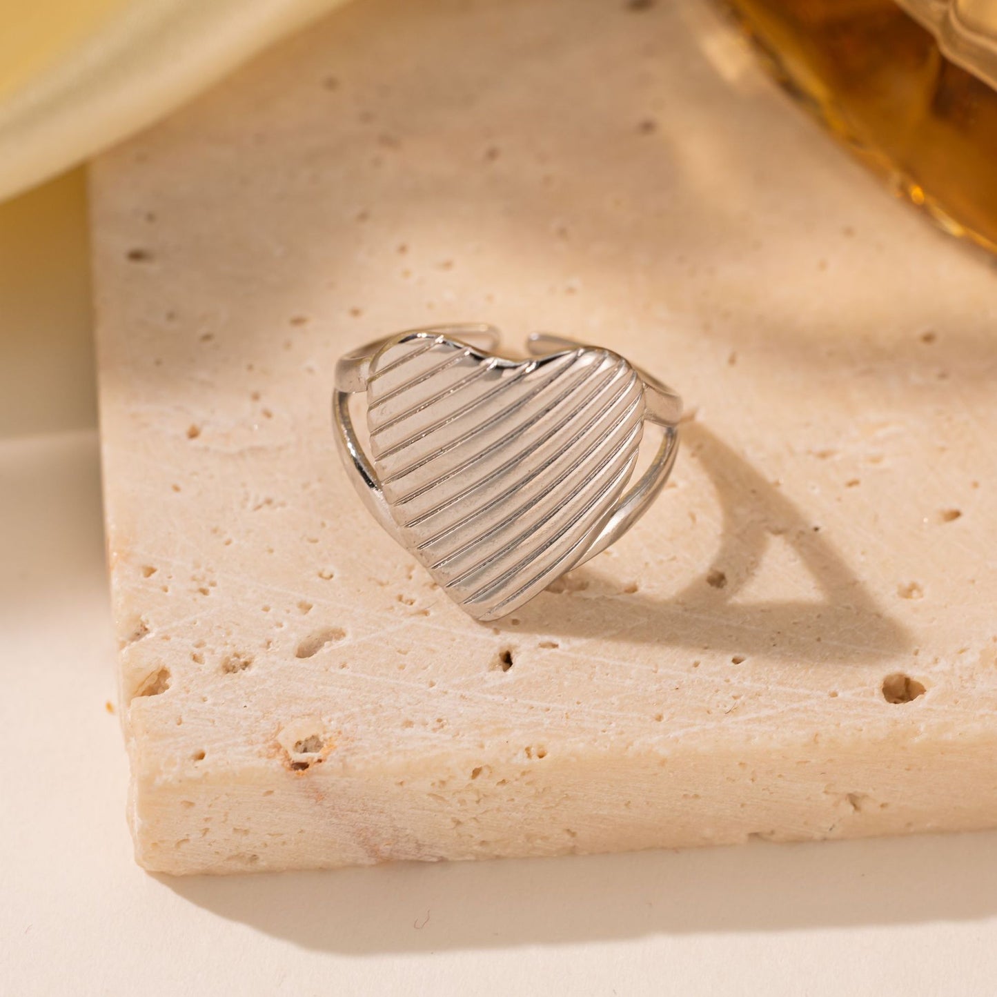 18K Gold Titanium Steel Heart Ring