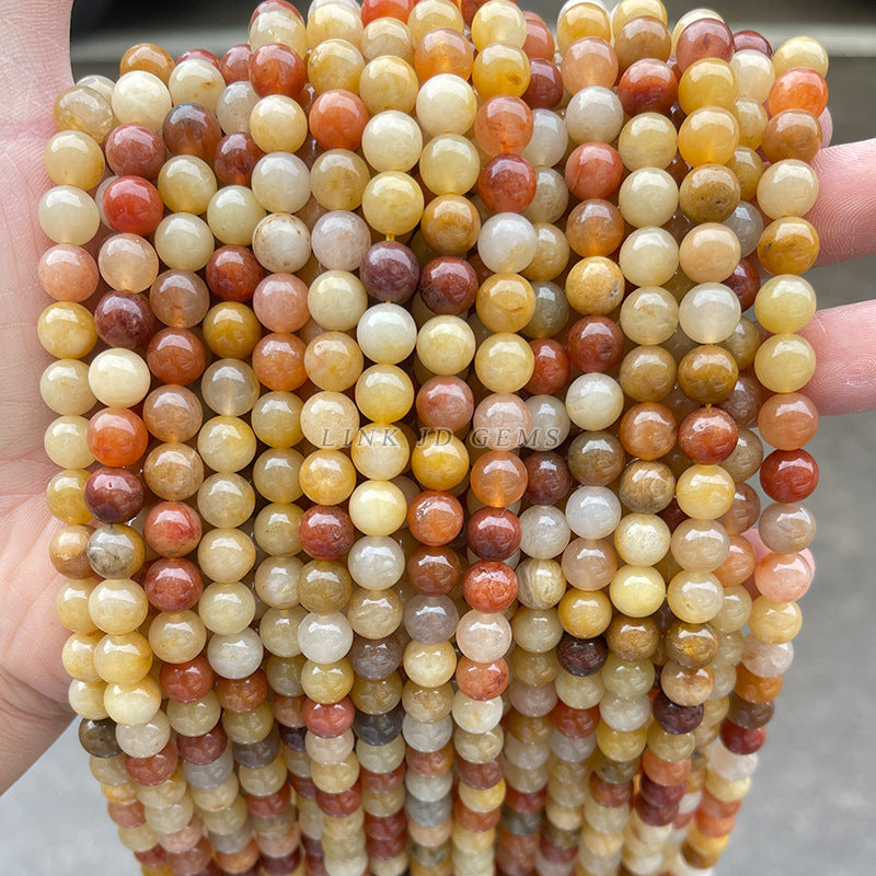 Golden silk jade loose beads DIY bracelet jewelry accessories