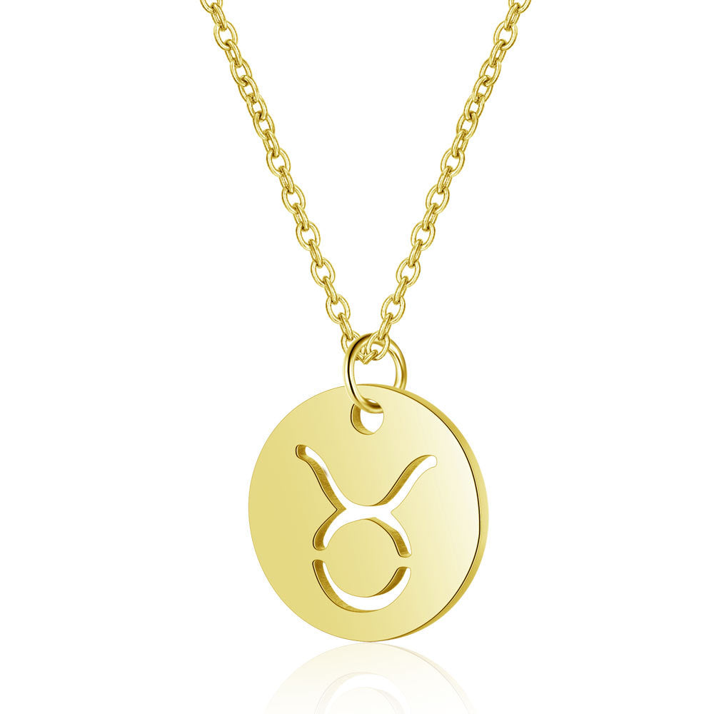Twelve constellations titanium steel necklace